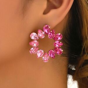 Barbie round crystal stone stud A24